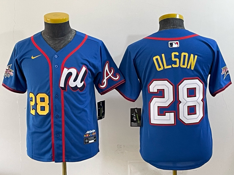 Youth Atlanta Braves #28 Olson blue Nike 2025 MLB Jersey 002->youth mlb jersey->Youth Jersey